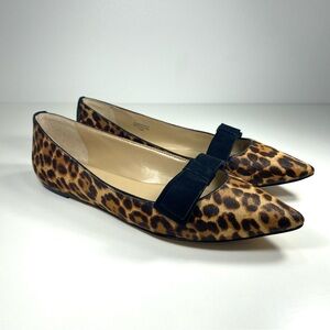 Ann Taylor Camryn Leopard Animal Print Calf Hair Ballet Flats Pointed Toe 7.5